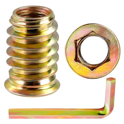 M6 x 20mm Threaded Inserts for Wood, Nut Inserts, Hex Drive, 40 PCS - size: M6 x 20mm
