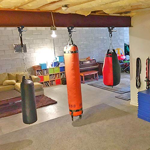 SELEWARE Heavy Duty Punching Bag Hanger, Steel I Beam Clamp for Heavy Bag - color: A. Beam Clamp with Carabiner (2 Pack)