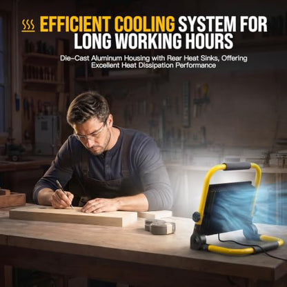 14500LM LED Work Light, 120W Portable Work Light, IP66 Waterproof - color: Pale Yellow