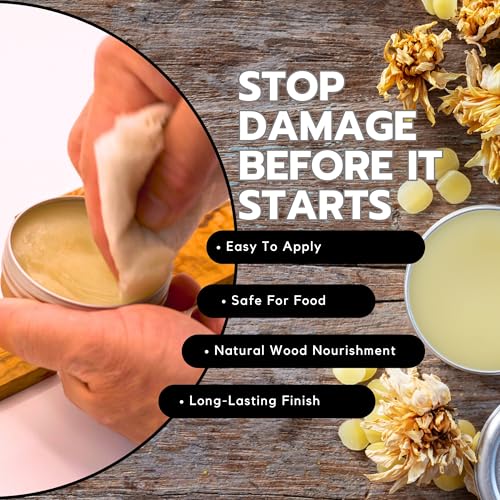 4oz Food Grade Beeswax Wood Polish and Cleaner | Beeswax for Cutting Board and Cooking Utensils | Carnauba Wax Food Grade Wood Restorer for Furniture Polish | Bee Wax Cutting Board Cream - size: 1 Fl Oz (Pack of 1)