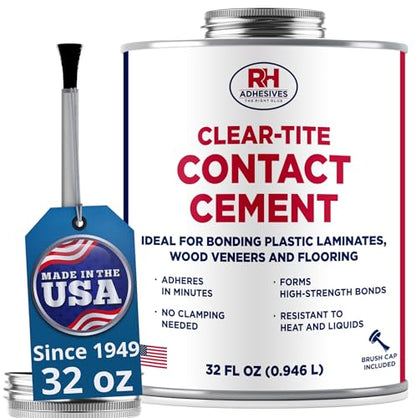 Clear-Tite Contact Cement 32 oz - Adhesive Glue for Laminate & Wood - size: 32 oz