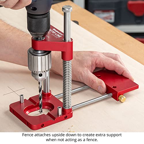 Woodpeckers Auto Line Drill Guide, Portable Drill Guide, Perfect Perpendicular Drilling, Versatile Base and Fence System