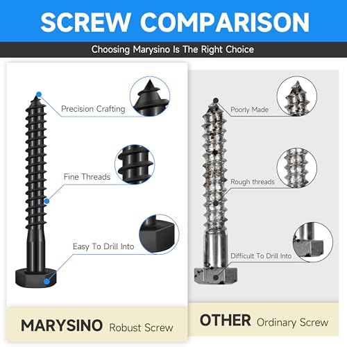 (15-Set) 3/8 x 1 Lag Screws, Stainless Steel Heavy Duty Hex Head Lag Bolts for Wood, Commercial/Industrial Grade 1/4 Bolts, Mounting Screws Bolts Kit, Black Oxided by Marysino - color: Black, size: 3/8 x 1"
