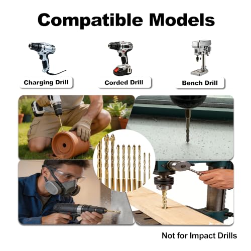 10pcs Masonry Drill Bit Set and Concrete Drill Bit Set, 1/8"-1/2" - size: 10 pack 1/8"-1/2"
