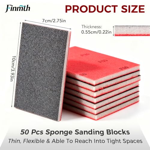 50Pcs Sanding Sponges Wet & Dry Sponge Sanding Blocks 180-3000 Grit 3x4 in