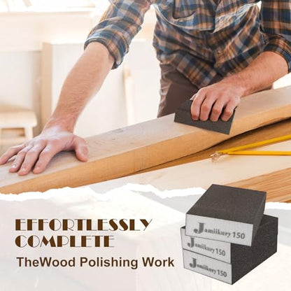 16pcs Sanding Blocks Assortment Kit, Sponge Sand Block Washable and Reusable, Wet & Dry Sandpaper Block for Wood Metal Drywall and Furniture Paint - 150 Grit - size: 150 Grits