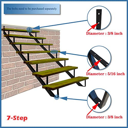 MTB Black Steel Stair Riser with 1/2/3/4/5/6/7 Steps - style: 7 Step 2Pack