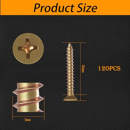 M5×30mm Phillips Countersunk Wood Screws,1022A Color Zinc - size: M5×30mm（120pcs）