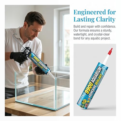[Crystal Clear]9900 Aquarium Waterproof Sealant – Non-Cracking Lap Sealant for Fish Tanks, Ponds and Garden Landscaping | UV-Resistant, 10-Year Durability