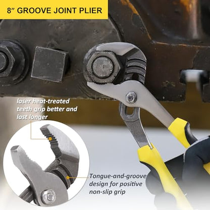 TOPLINE 5-Piece Pliers Set, Pliers Tool Set Included 8" Groove Joint, 7" Linesman, 6" Long Nose, 6" Slip Joint, 6" Diagonalfor Basic Home Maintenance