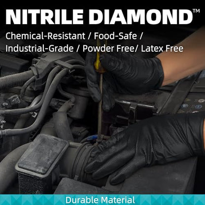 BEASTEK Nitrile Disposable Gloves, 8Mil Latex & Powder Free Chemical Resistant Heavy Duty Cooking Diamond Gloves Black 100Pcs - color: X-large (Black)