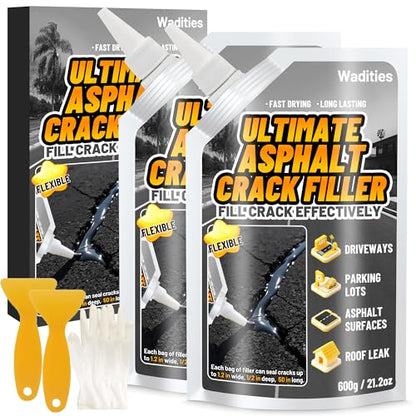 Asphalt Crack Filler, 2.65LB High Elasticity Concrete Crack Repair Sealant - style: 2pcs, 2.65LB