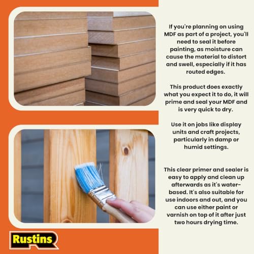 Rustins Quick Drying MDF Clear Sealer 500ml | 16.9 Fl. Oz. - size: 500ml