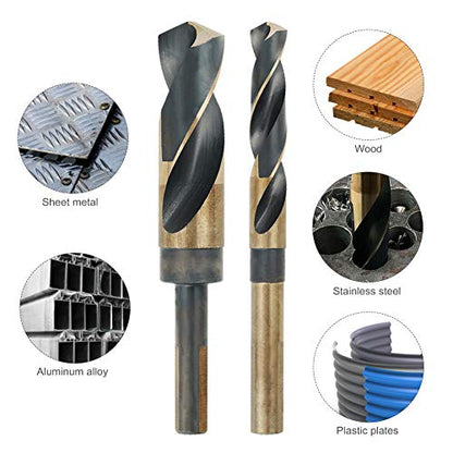 COMOWARE 5/8" Reduced Shank Drill Bit, HSS M2, Black & Gold Drill Bit with 3-Flat 1/2" Shank, 135° Split Point, Metal Drills Bits for Steel/Aluminum/Iron/Plastic/Wood, for Electricians & DIY - color: 5/8