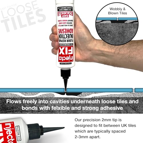 Floor-Fix Pro Injectafix - All in One Repair Kit for Loose/Hollow & Tiles Repair + Squeaky Wood, LVT & Laminate. Includes Anti- Clog Air-Tight Cap. Does NOT Require Caulk Gun (6) - color: 6