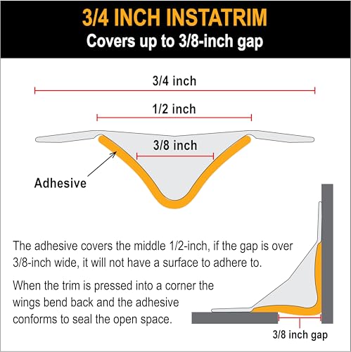 InstaTrim Flexible, Self-Adhesive Caulk Strip Sealant, 3/4" x 10', Gray - color: Gray, size: 3/4 in x 10 ft