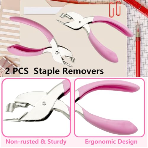 2PCS Staple Remover Staple Puller Remover for Home School Office,Quick and Comfort (Pink) - color: Pink