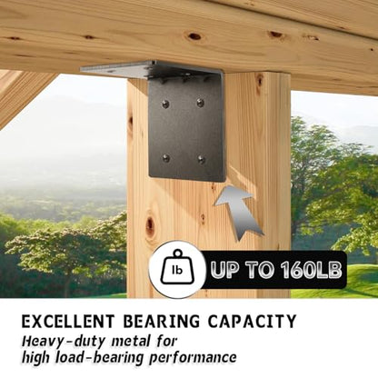 4 PCS Heavy Duty Steel Corner Brackets, 5"x5"x4" 90 Degree L Right Angle Bracket, DIY L Shelf Brackets, Metal Joint Timber Connector Support for Wood Shelves, Furniture - size: 5x5x4in