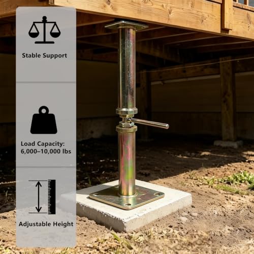 4 Pack Adjustable House Jack Floor Joist Support 16.5"-26.7" for Leveling - size: 16.5-26.7 inch