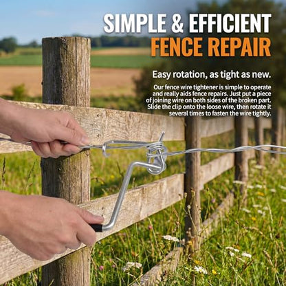 70 Pack 6mm Fence Wire Tighteners, 1/4" Barb Wire Tightener Clips Fence Tools Wire Tensioner for Fast Tightening Metal Fence Post Farm Garden Fence(Tightener Handle Not Included)