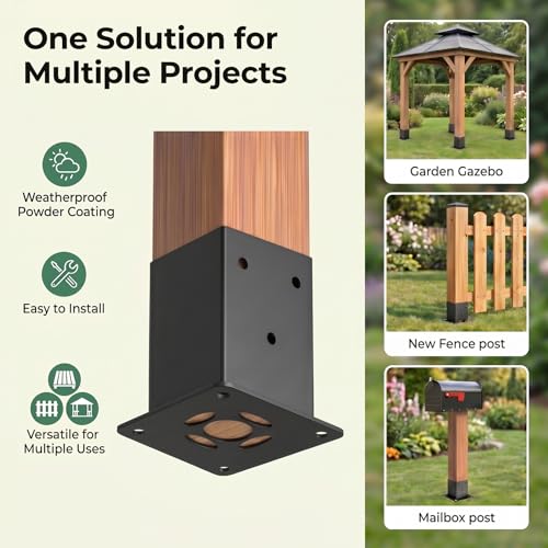 4x4 Post Base Brackets, 3.58'' x 3.58'', Heavy Duty, 4 Pack - color: 4x4 Post Base--4Pcack
