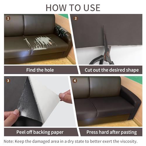 BSZHTECH Self Adhesive Leather Repair Patch Tape for Couch Sofa Dark Brown - color: Dark Brown, size: 35.4X157IN