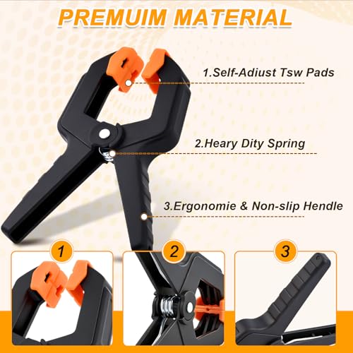 20 Pack Spring Clamps, Heavy Duty Plastic Woodworking Clamps & Multi-Use Hanging Clips for Balloon Arch Clips, Tarp Clips & Backdrop Holder, Durable Hand Tool Kit - color: Yellow-20pcs