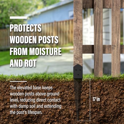 6 Pack 24"x4"x4" Heavy Duty Fence Post Anchor Ground Spike (S6) - size: 24IN