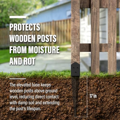 6 Pack 24"x4"x4" Heavy Duty Fence Post Anchor Ground Spike (S6) - size: 24IN