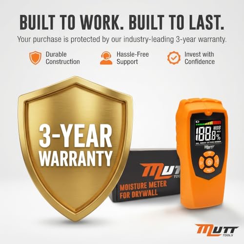 Mutt Tools Moisture Meter for Drywall Walls Pinless Wood Detector