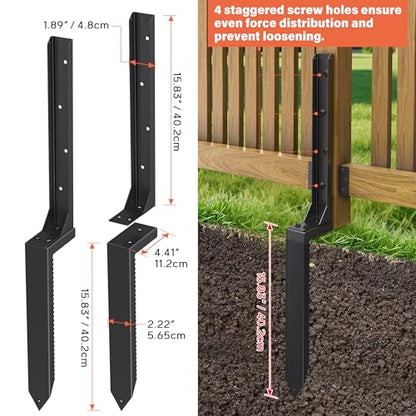 4pcs Fence Post Repair Kit,Fix Broken Wood Support. - color: 4 Pack Black