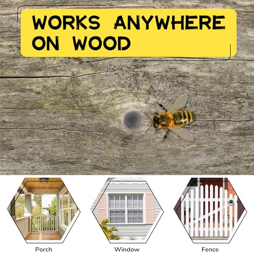 Carpenter Bee Hole Plugs 50 Pcs – Stainless Steel Carpenter Bee Corks for Outside, 2 Sizes Hole Filler with Wooden Stick, Porches, Fences, Roofs, Outdoor Wood Repair Kit