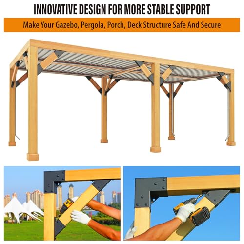 8pack 2x4 (Actual 1.5''x3.5'') Degree Angle Support Brackets, For Pergola, Gazebo, Deck Wood Frame Structures Provide Support 45° Degree Angle Bracket - size: 1.5''x3.5''