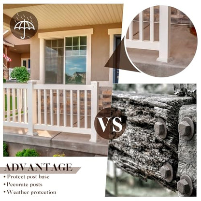 Taiyin 4 Packs Vinyl Post Skirt White PVC Fence Post Skirt,5" X 5" - size: 5" X 5"