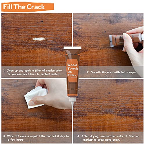 REALINN Wood Furniture Repair Kit 8 Dark Colors, Wood Fillers - color: Dark