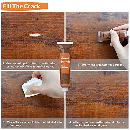 REALINN Wood Furniture Repair Kit 8 Dark Colors, Wood Fillers - color: Dark