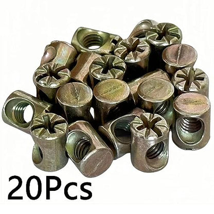 NACX M6 x 13mm Cross Barrel Nuts Cross Dowel Slotted Nuts, 20Pcs