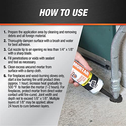 DAP High Heat Fire Resistant Mortar,10 Oz,Black (7079818854),(Pack of 2) - size: 10 oz (Pack of 2)