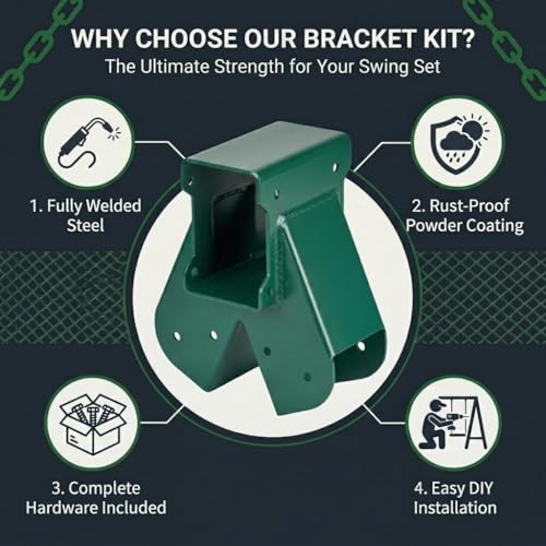 A-Frame Swing Set Bracket Kit, 2-Piece Wood Swing Hardware for Outdoor Playground, Backyard Play Set Accessories with Complete Mounting Components