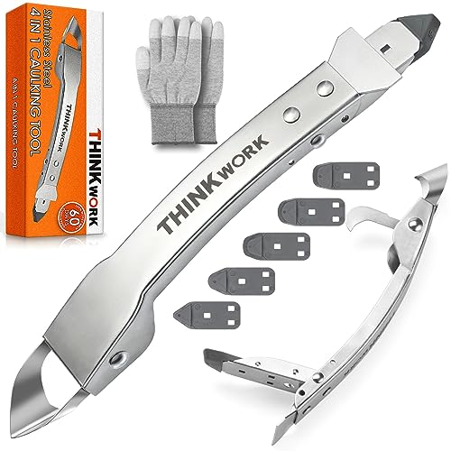 4 in 1 Silicone Caulking Tool Kit, Stainless Steel Caulk Remover Tool - color: Silver