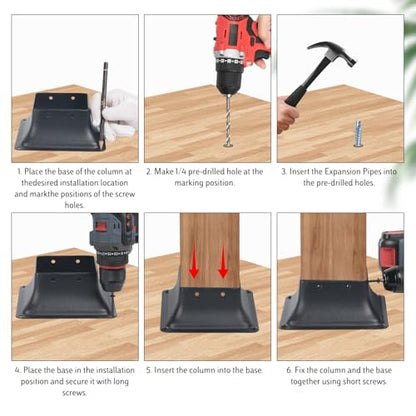 WellMade 4x4 Post Base 2 Pack, Structural Post Anchor Bracket in Heavy Duty Carbon Steel, Black Powder-Coated Finish for Deck Supports, Fencing & Outdoor Projects - size: 2 Pack