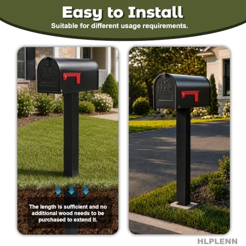 53" Galvanized Steel Mailbox Post, Rustproof 4x4 In-Ground Mount