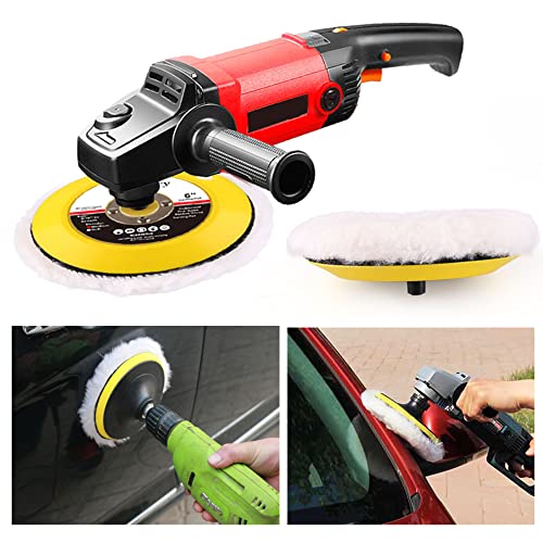 LotFancy 5 Inch Wool Polishing Pads, Pack of 2 - Car Auto Buffing Pads, Used with Rotary and Random Orbit Sander/Polisher - size: 5" Wool Pads