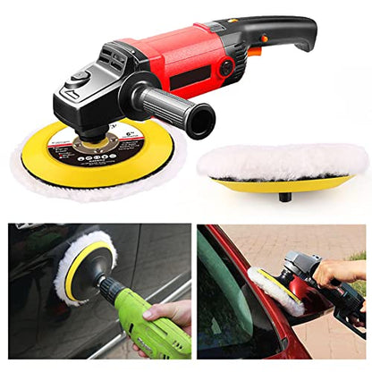 LotFancy 5 Inch Wool Polishing Pads, Pack of 2 - Car Auto Buffing Pads, Used with Rotary and Random Orbit Sander/Polisher - size: 5" Wool Pads