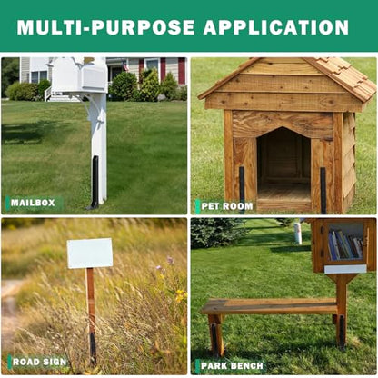 Fence Post Repair Kit, Includes Heavy Duty Fence Posts Repair Stakes, Steel Ground Spikes for Repairing Broken or Tilted Wooden Posts in Yards Farms (4)