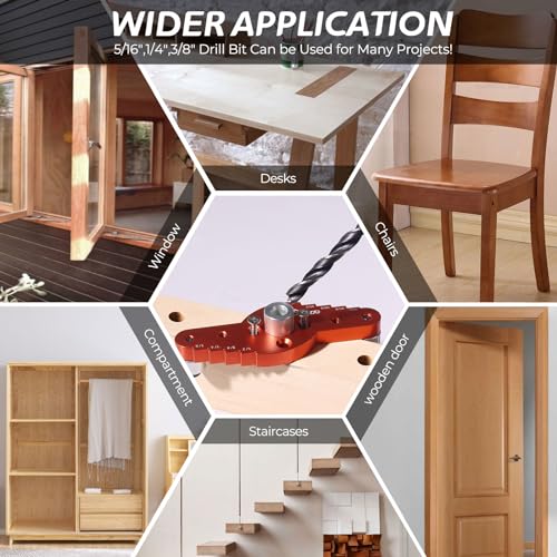Dowel Jig Kit (& 1/2",1/4", 5/16", 3/8" Drill Bit), Self-centering Scriber