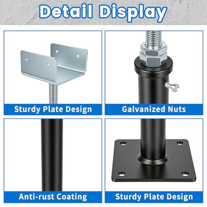 U-Shaped Floor Jack for 4x2, 4x4, 4x6 Joists - Adjustable Steel Telepost Mini Screw Jack U-Head, 11" - 14.5" Adjustment Range, 2 Pack - size: 11" - 14.5"