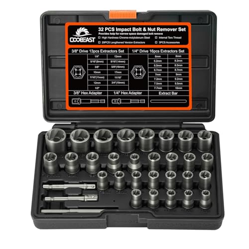 Bolt Extractor Kit,32Pcs Stripped Bolt Extractor Set for Impact Bolt&Nut - size: 32PCS