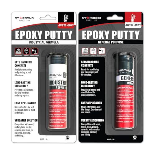 STARBOND Epoxy Putty Stick Bundle High-Temperature Resistance (White), General Purpose (Black), Best for Woodworking, Home, Plumbing, and Industrial Repairs, 2 oz - color: White and Black
