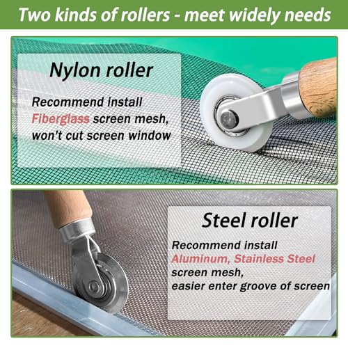 King&Charles 3-in-1 Window Screen Repair Kit, Steel/Nylon Roller & Hook